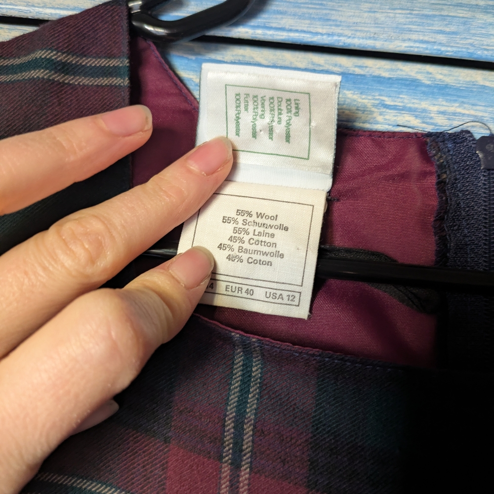 Laura Ashley Plaid Long Sleeve Dress - Green and Red - Picture 4 of 4